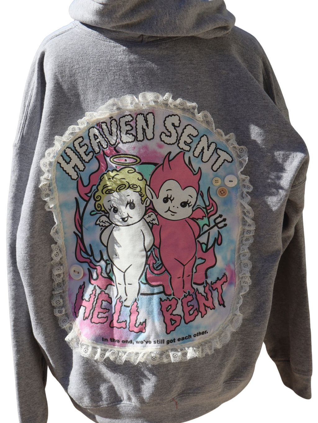 Grey "Heaven Sent, Hell Bent" Hoodie (XL)