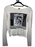 (L) White Collaged “Candy Ass” Long Sleeve
