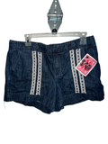 (8) Laced-Up Lady Bug Denim Shorts