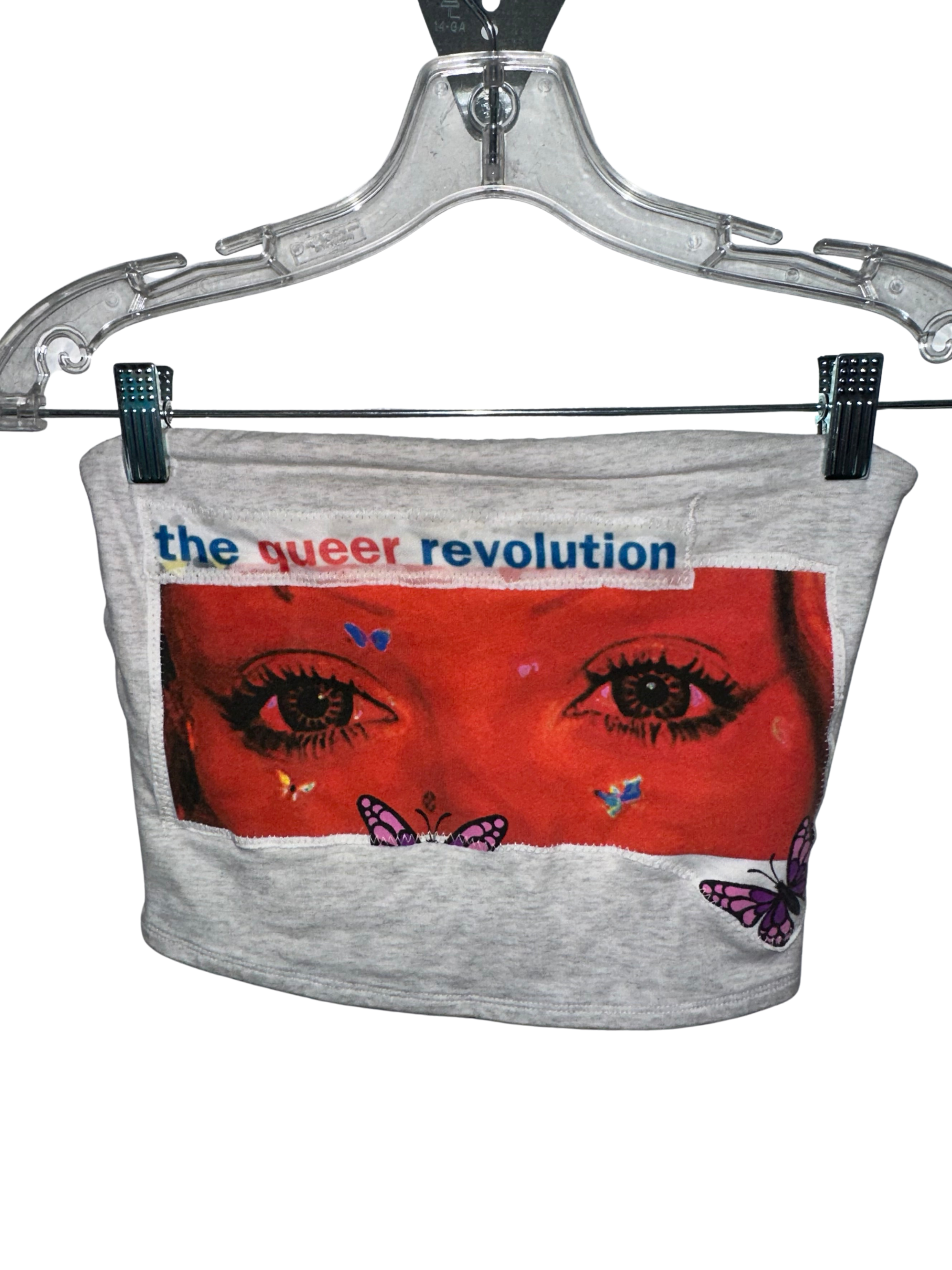 (XS) Grey “Queer Revolution” Tube Top